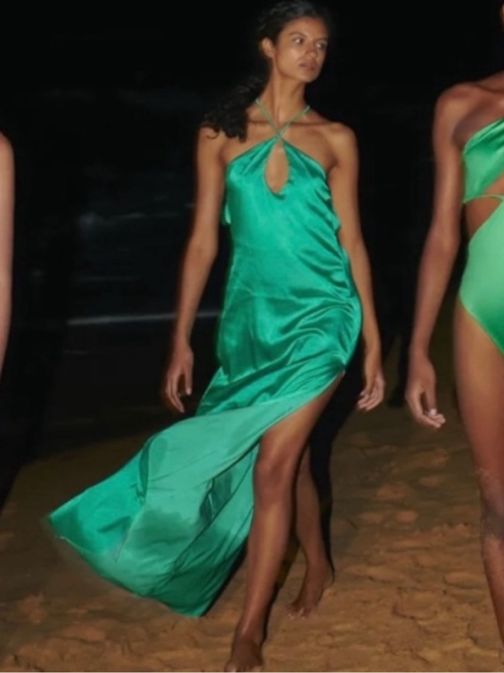 Dahlia Clover Emerald Green Halter Maxi Dress - Women - NWOT